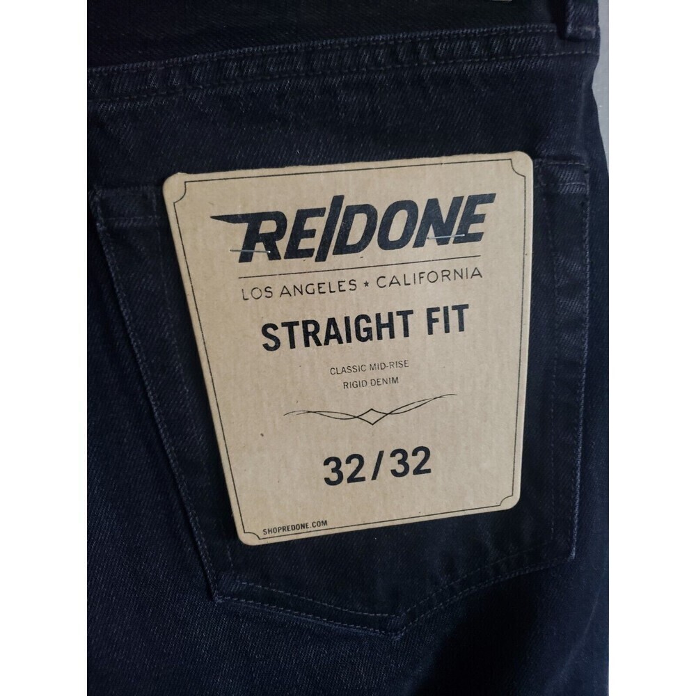 Re/Done Jean Mens 32x32 Black Straight Rigid Fit Button Fly Made In USA New - Picture 7 of 9